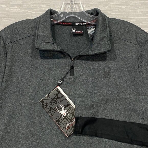 SPYDER 1/4 Zip Pullover Shirt Mens Medium Grey Base Layer Quick Dry - Picture 1 of 13